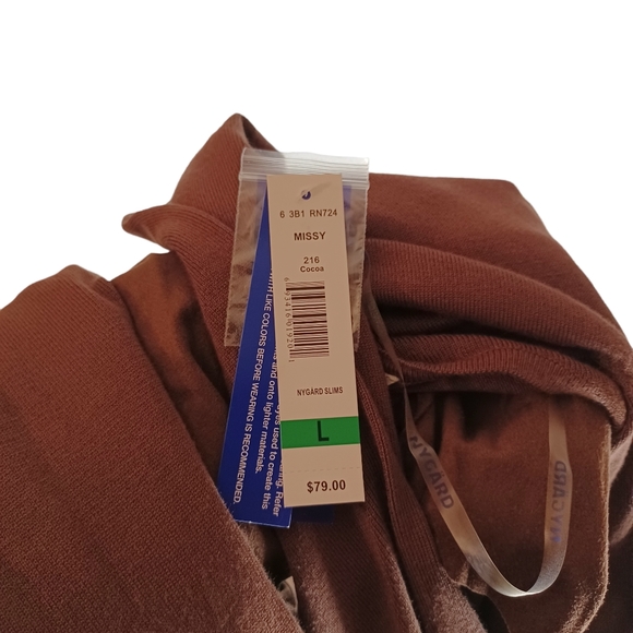 PETER NYGARD Micro Suede Brown Open Drape Long Sleeve Cardigan Sweater Large NWT - Picture 4 of 7